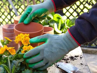 star quick links Rubber Coated Cotton Safety Gloves Reusable, Heavy Duty Garden Hand Gloves Gardening Shoulder Glove