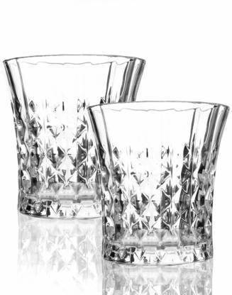 MOHAN LAL SALES (Pack of 6) Round shape engraved design Whiskey Glass, Crystal Whiskey Glasses Set- 250ml Glass Set Whisky Glass