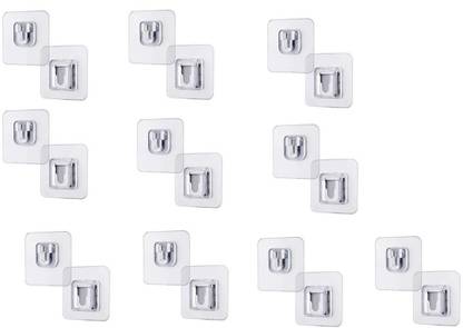 Hridaan Double Sided Adhesive Wall Hooks, Clear Sticking Hook Self Adhesive Hooks Hook 10