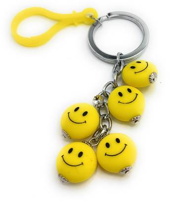 Jdp Novelty Smiley Metal Antique Keychain For Women Girls KeyRing Gemes Shape Yellow Color. Key Chain