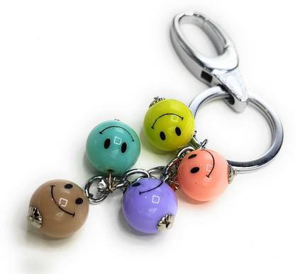 Jdp Novelty Round Shape Smiley Metal Antique For Women Girls Hook Multicolour 6373 Key Chain