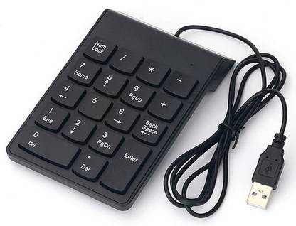 99Gems 18 KEYS MINI NUMERIC KEYPAD Wired USB Thumb-size Laptop Keyboard Compatible with Desktop, Laptop, Mac stand support