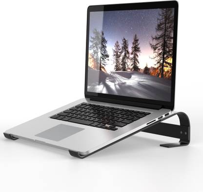 ELV DIRECT Laptop Stand, Ergonomic Aluminum Computer Stand, Laptop Riser, Ventilated Lapdesk Compatible with Tablets and Laptops Upto 15.6 inches (39.62 cm) Aluminium Desk Stand Laptop Stand Compatible with 36 - 39cm Laptops