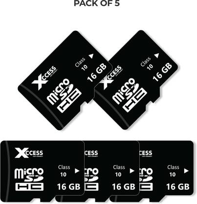 XCCESS 16GB Micro Sd Card Pack of 5 16 GB MicroSD Card Class 10 80 MB/s  Memory Card