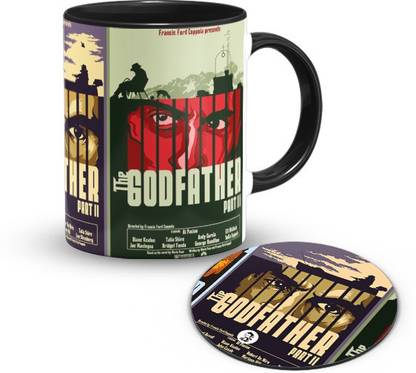 The Desi Monk The Godfather Coffee & Tea Cup With Tea Coaster Print 330 ml Ceramic Coffee Mug