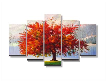 DecorStudio decorative beautiful orange tree 5 Pieces Canvas Wall Painting For Home Canvas 30 inch x 24 inch Painting