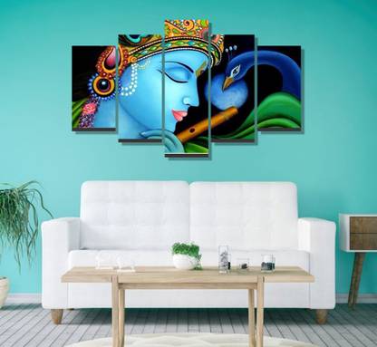 Crown Decals beautiful krishna 5 Pieces Canvas Wall Painting CNV72 Canvas 24 inch x 24 inch Painting