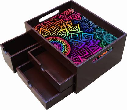 Embell Products Wooden Tray with Multi Drawer D1 Tray