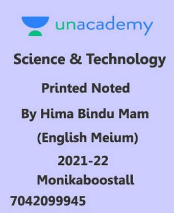 Unacademy-Science & Technology Printed Notes By Hima Bindu Mam 2021-22 English Medium