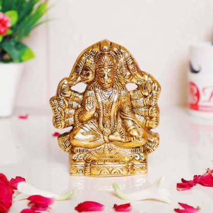FLUKYCO Original Panchmukhi Hanuman ji Murti/Panchmukhi Bajrangbali Murti Wall Hanging Decorative Showpiece  -  13 cm