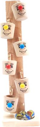 Noventa Wooden Smiley Face Bucket Tree|Marble/Kanche Slider Game For Kids And Home Décor