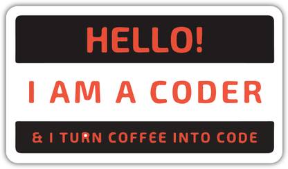 signEver 5 cm Hello I AM A Coder Self Adhesive Sticker