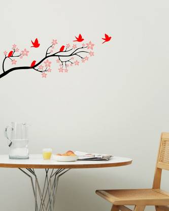 Byte Studio 67 cm beautiful flying birds tree leaves wall sticker Self Adhesive Sticker
