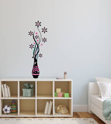 Decor studio 89 cm beautiful decorative flower pot wall sticker Self Adhesive Sticker