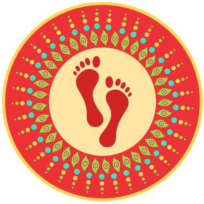CRAFT STUDIO 35 cm Laxmi Charan Rangoli Sticker(38X38) Self Adhesive Sticker