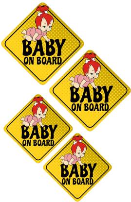 HindK 10.16 cm LITTLE PRINCESS ON BOARD STICKERS Pack Of 4| SAFETY FIRST BABY ON BOARD STICKER| Self Adhesive Sticker