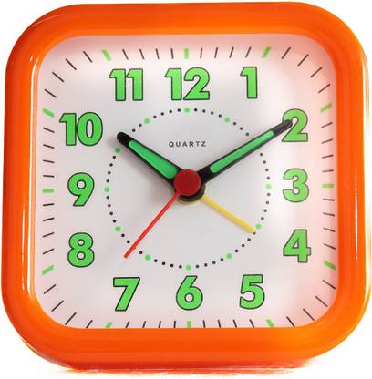 skarsh Analog Table Alarm mini square multicolour Clock analog with radium hands Clock