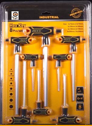 GSK Cut 8-Piece T-Handle allen wrench set Metric Long Arm Hex Key Wrench Set (2 - 10) mm Allen Key Set