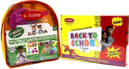 Rabbit Back To School Starter Kit+My Fruit World Doh Kit(Bag) Art Clay
