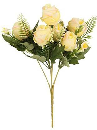 BS AMOR Artificial Flowers - Home Decoration Bedroom Wedding China Yellow Rose Bunch Yellow Rose Artificial Flower
