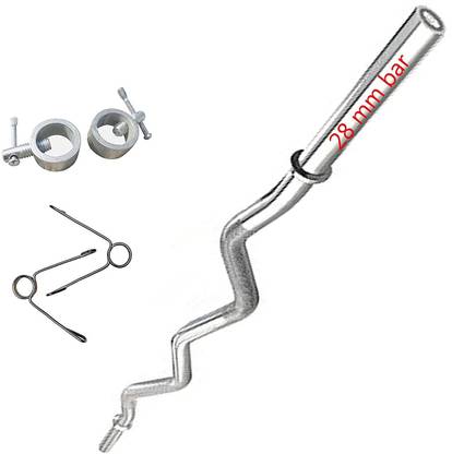 HACKERX 3 feet Zigzag Solid 28 mm Thickness Barbell Standard zigzag weight bar, 4 Locks Weight Lifting Bar