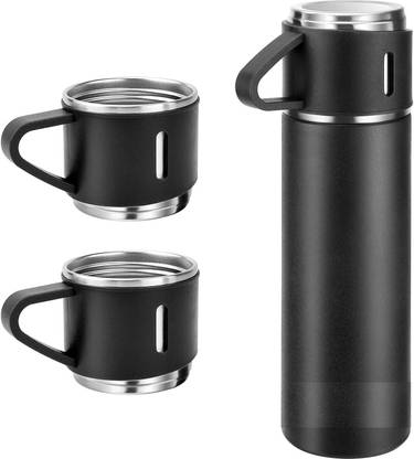 Unicus Double Wall Vacuum Flask Insulated Thermos Travel Water Bottle with 2 Cups 500 ml Flask
