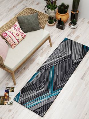 Bianca Grey, Blue Polyester Area Rug