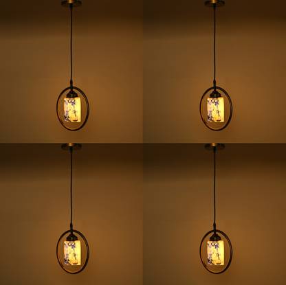 1st Time Ceiling Light Hand Decorated Glass Shade, With All Fitting & Fixture Set of 4 Pendants Ceiling Lamp