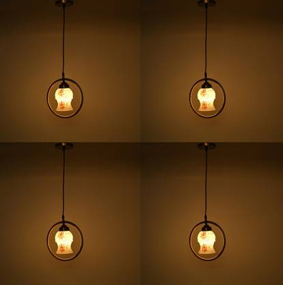 1st Time Ceiling Light Hand Decorated Glass Shade, With All Fitting & Fixture Set of 4 Pendants Ceiling Lamp