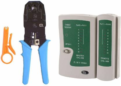 akptools Rj45 Rj11 Crimping Tool with Network Lan Cable Tester Combo Set Wire Cutter