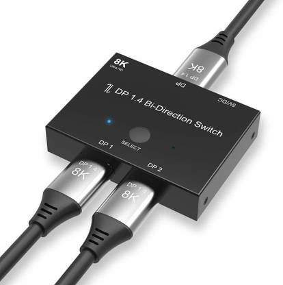 Etzin HDMI Adapter 0 m Displayport 8K DP 1.4 Splitter Switch 2 Ports Bi-Directional 1x2