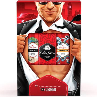OLD SPICE The Mantastic Gift Pack -Contains After Shave Lotion, Nomad & Krakengard 0% Gas Deodorant Spray  -  For Men