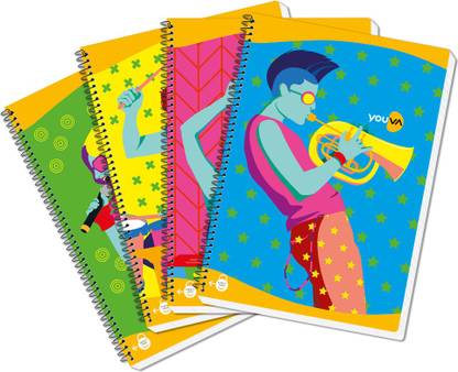 NAVNEET Youva Trendy Spiral Long Book for College Students, Gifting and Personal Use. A4 Notebook Single Line 172 Pages