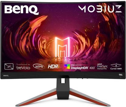 BenQ MOBIUZ 68.58 cm (27 inch) Curved Quad HD LED Backlit VA Panel VESA DisplayHDR400 with Remote-1000R, 90% DCI-P3, 2Wx2 treVolo Speakers with 5W woofer, HDMI, DP, USB 3.0Hub Gaming Monitor (EX2710R)