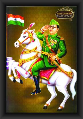 Poylaamo Netaji Subhas Chandra Bose Framed Painting Digital Reprint 20 inch x 14 inch Painting