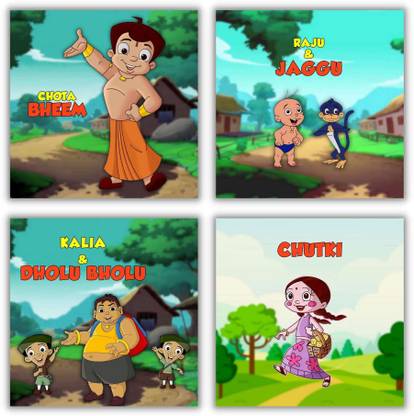 Poylaamo Chota Bheem Cartoon Wall Frames for Kids Digital Reprint 7.5 inch x 7.5 inch Painting