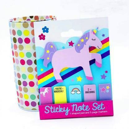 boombasket Unicorn Sticky Notes 30 Sheets Regular, 5 Colors