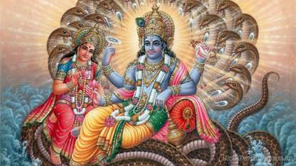 LAXMI JI VISHNU JI NARAYAN HD Wallpaper on Art Paper Fine Art Print