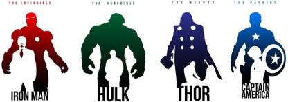 captain america hulk comic character iron-man-marvel-comics-silhouettes-the-avengers-thor ON FINE ART PAPER HD QUALITY WALLPAPER POSTER Fine Art Print