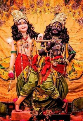 Krishna radha ISKON Vrindavan beautiful picture Wallpaper Poster Print Poster on 13x19 Inches Paper Print