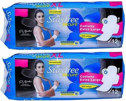 STAYFREE Secure Cottony Extra Large XL ( 12+12 pads ) Sanitary Pad