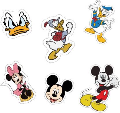 Maachis 3.81 cm Mickey mouse Donald Duck Cartoon Stickers for mobile and Laptop Self Adhesive Sticker
