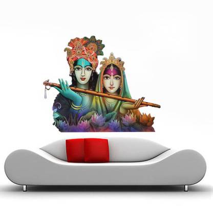 Stickerberry 60 cm Radha Krishna Wall sticker for home décor Self Adhesive Sticker