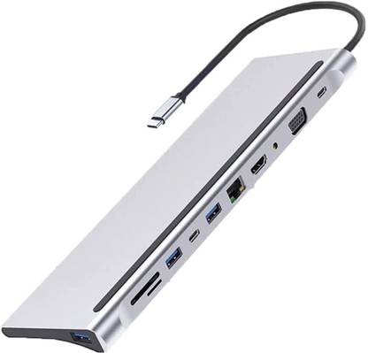 All mobile solution Type C 11 in 1 Hub Adapter, all in 1Docking Station Hub, USB C To HDMI,VGA,Rj45,SD Card, Audio, USB 3.0 Multi-Port Hub (AMS-ADP-0001) USB Hub