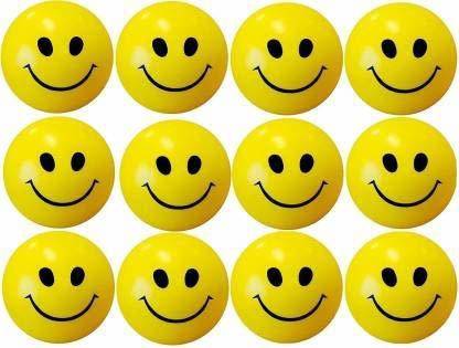 New S.S Creation Smiley Face Squeeze Ball Yellow Ball Stress Reliver Ball 12 Pcs Smiley Ball  - 5 cm