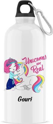 ARTBUG Unicorn Sipper/Water Bottle - Best Birthday Gift for Kids, Name - Gouri 600 ml Sipper