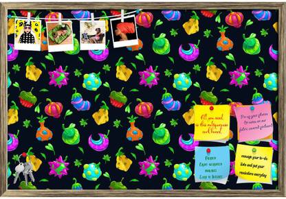 Artzfolio Funny Fruits Notice Pin Board Soft Board with Push Pins Cork Bulletin Board