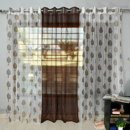 Lucacci 274 cm (9 ft) Tissue Transparent Long Door Curtain (Pack Of 3)