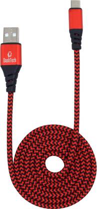 DashTech USB Type C Cable 1 m Braided Red and Black Fast Braided 3.4 A 1m Type C Data Cable