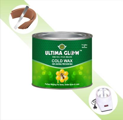 Ultima glow cold wax hair removal wax kit ( 600.3 gram ) (with wax heater , waxing strips and sticks best body hair removal wax kit) Wax